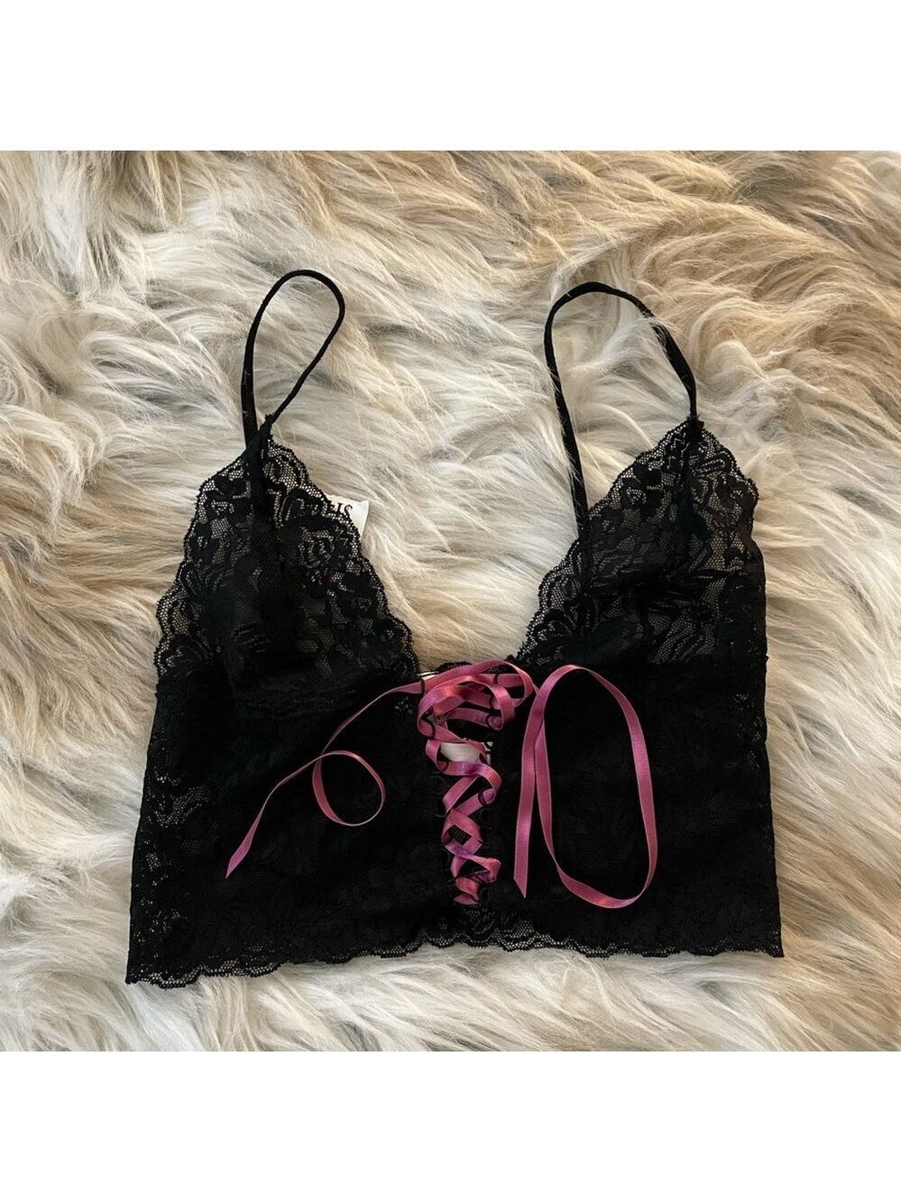 Black Lace Tie Up Bralette
